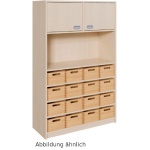 Schrank mit 16 Massivholzkästen mit SF 